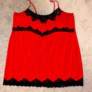 EGC women’s sexy & silky Cacique red and black lace nightie w/ stretch & sparkle