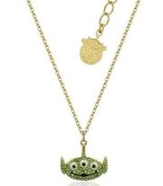 Disney Couture Kingdom Toy Story Crystal Alien Necklace Gold Tone