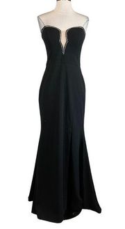 Women's Formal Dress by AQUA Size 6 Black Beaded Strapless Thigh Slit Long Gown