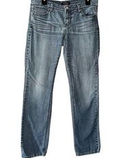 White House Black Market straight leg faded blue jeans 6R