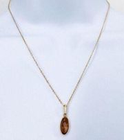 Vintage 1/20th 14K GF tiger eye pendant and 18” Chain