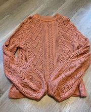 Leith Nordstrom Size Medium Chunky Open Knit Pullover Sweater Brown Pink