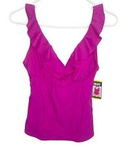 DKNY raspberry pink tankini top size medium NWT