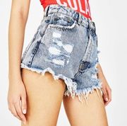 NWT Bershka Hi Waisted Distressed Jean Shorts Sz 4