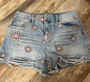 Flower Jean Shorts