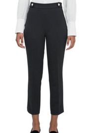 Kate Spade Black Crepe Faux Pearl Button Pants Women's 8