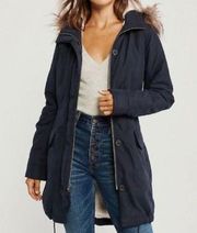 Abercrombie & Fitch Navy Blue Sherpa Lined Military Parka Jacket M