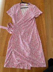 Pink Patterned Wrap Dress