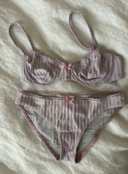 Solid And Stripped Pink Bikini Set 