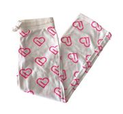 Aeropostale Fuzzy White Pink Heart Pajama Pants M