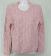 Brooks Brothers 346 Pink Cable Knit Pure Cashmere Crew Neck Pullover Sweater S