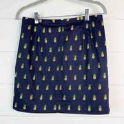 J.Crew Mini Skirt Womens Size 00 Navy Pineapple Print