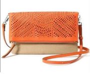 Stella & Dot Tan & Orange Perf Waverly Crossbody Bag Purse, EUC, $98