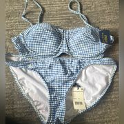 Gingham polo bikini NWT L bottom M top