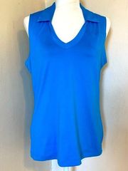 PGA TOUR Women’s Blue Airflux Sleeveless Golf Polo Shirt Size Medium