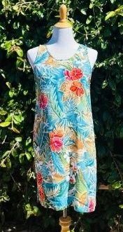 Vintage  Hawaiian rayon floral dress muumuu short M