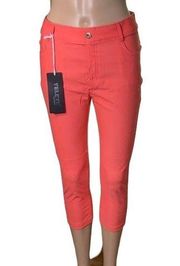 Yelete Womens Crop Capri Stretch Jeggings Leggings Pants Coral Large NWT