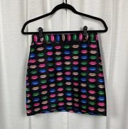 Milly Black Multicolor Kiss Print Mini Skirt Sz.2