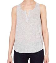 𝅺VINCE SPLIT NECK RACER BACK LINEN TANK TOP