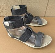 Ecco  Damara Gray Black Gladiator Ankle Strap Sandals Women’s Size EU 40 US 9/9.5