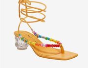 NEW Katy Perry The Cubie Bead Sandals, Honeycomb Yellow Size 7M/ 37 New in Box