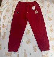 Super Rare  Air Jordan Red Jogger Zipper Pocket Eagle Embrodery Sweatpants