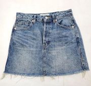 We The Free Raw Hem Denim Skirt size 24 blue jean