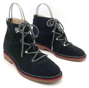 Hush Puppies Catelyn Hiker Boot in Black Suede Lace-Up Booties Women’s Size 9