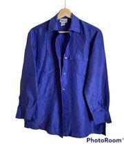 ROBBIE BEE 100% Silk Small Longsleeve Button Down Top Collar Purple Pocket