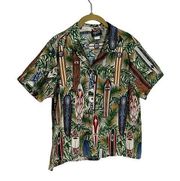 Shannon Marie Made in Hawaii Surfboard Print Button Down Medium