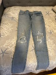 Light Wash Ripped Skinny Jeans