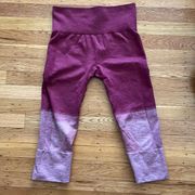 Lululemon  Dark Red Ombré Capri Seamless High Waisted Leggings Size 4