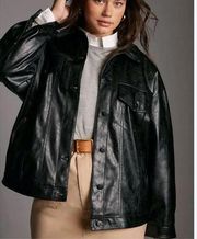 Anthropologie PILCRO black faux leather boyfriend jacket size medium