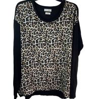 Van Heusen Long Sleeve Sweater Animal Print Mix Media Scoop Neck Womens L