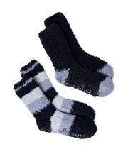 Dearfoams Set of 2  Cozy Crew Socks - Women’s Size 4-10, Black & Grey