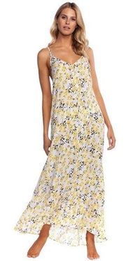 La Blanca Resortwear Coverup Shine Yellow Floral Boho Maxi Dress Size:Medium