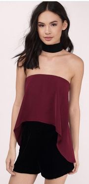 Wine Strapless Blouse 