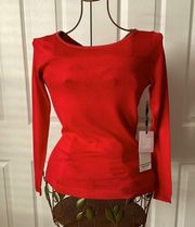 NAFNAF NWT  Red Sweater Long Sleeves Bows On Back Size XS