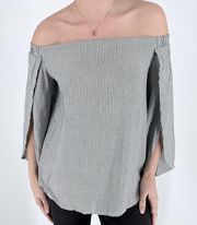 Merona Off the Shoulder Striped Top with Open Bell Sleeves