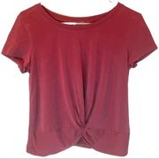 Pink Rose Red Cropped Twisted Tee