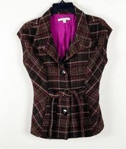 CABI Cinch It Up Style #691 Brown Multicolored Wool Blend Tweed Vest, Size Small