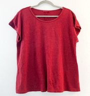 Fresh Produce Tee Heathered Red Relaxed Cap Sleeves Tee One Size (OS) GUC