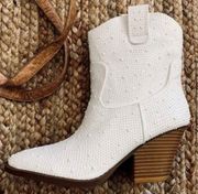 White Beaded cowboy Boots