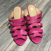 Joe’s pink leather strappy mule heeled open back heels sandals 9.5