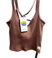 Vuori Women’s Rib Crop Tank Cropped Athletic Top Color Marsala Pink XS New w/tag