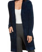 Matty M Midnight Blue Navy Quiet Luxury Chenille Soft Cardigan Size Medium