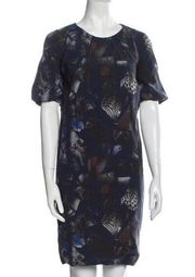 Akris Punto Blue Butterfly Print Short Sleeve Dress​