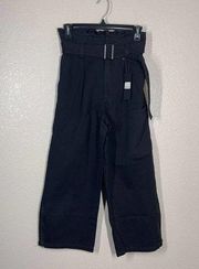 LF Carmar Black Wide Leg Crop Pants Paperbag High Waist