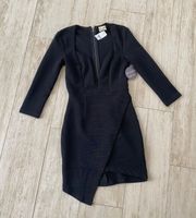 Asymmetrical Black 3/4 Sleeve Dress