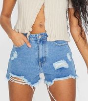 PrettyLittleThing Ripped Blue Jean Shorts